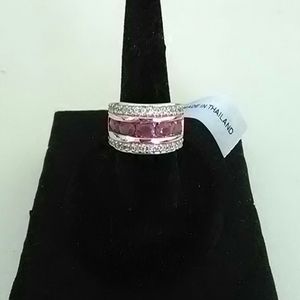 Burmese Ruby and Zircon platinum ring